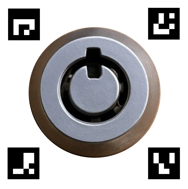 Front view of the tubular pin tumbler lock with 1 cm markers
