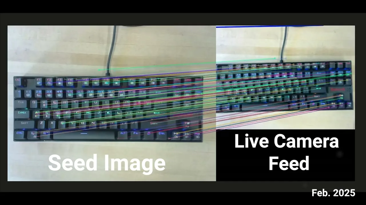 The 2025 typing method, a seed image beside the live feed with correspondences