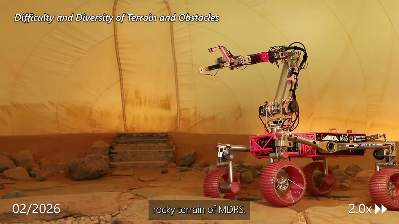 Banksia in 2026 with four rocker legs, the rear differential bar and the arm extended