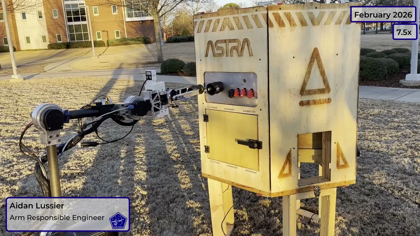 The 2026 arm at a servicing panel built by the team