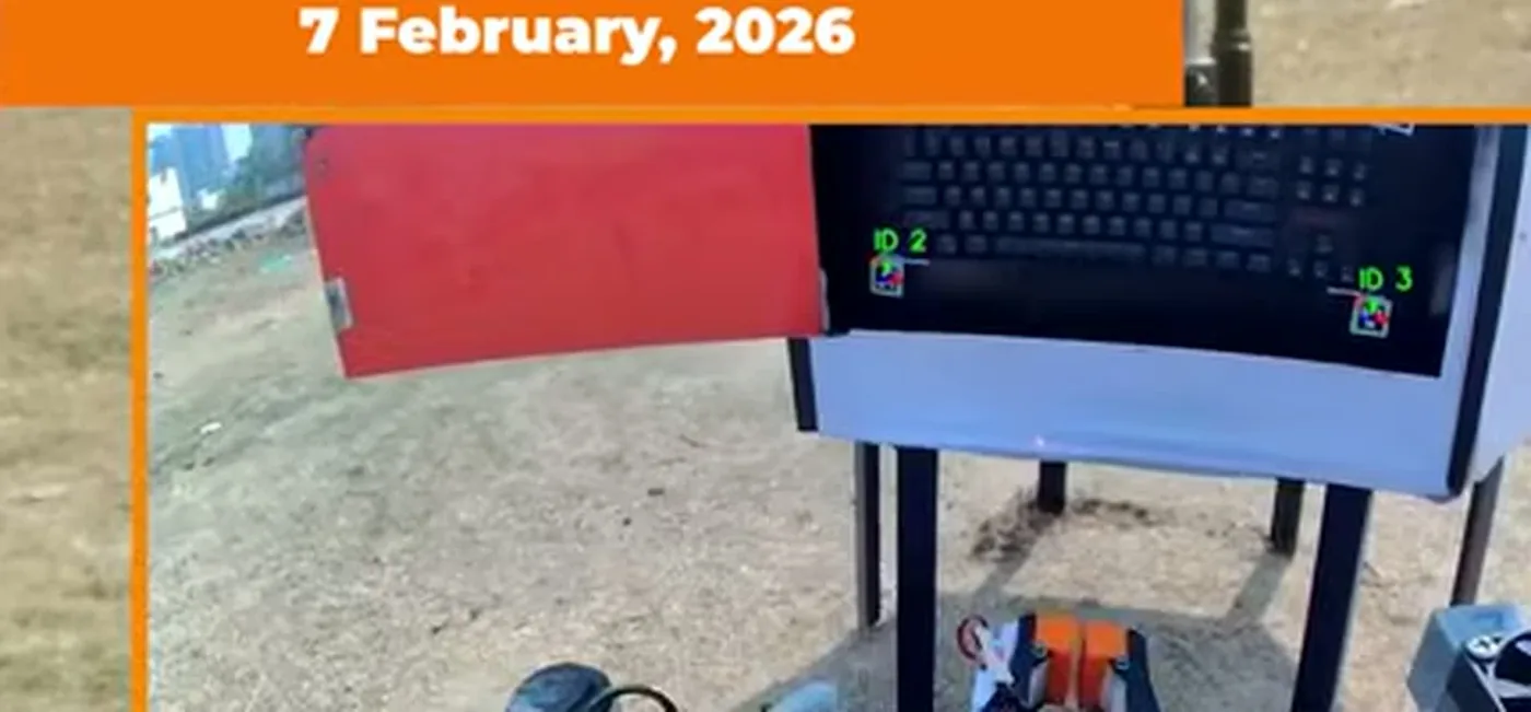 The arm-camera view of the keyboard with tags detected